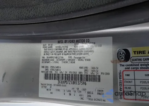 2008 Ford Fusion Se z USA, uszkodzony, nr VIN 3FAHP07Z18R137596